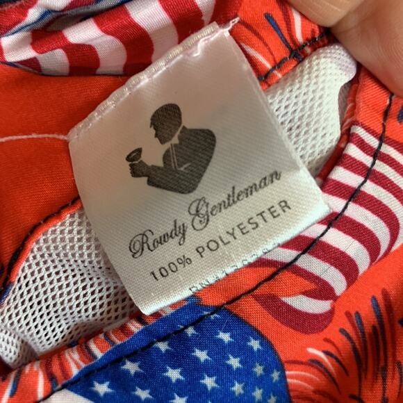 Rowdy Gentleman National Anthem USA Patriotic Flag Red Swim Trunks M-120 Sz L - Picture 5 of 10